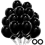 OHugs Black Balloons - 50 Pcs 12 Inch Thick Black Party Balloons Made of Strong Latex for Birthday Party Decorations, Kids Pa