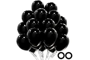 OHugs Black Balloons - Pack of 50 12 Inch Black Party Balloons Made of Strong Thick Latex for Birthday Decorations, Halloween, Kids Party, Weddings, Funeral and Events Decorations