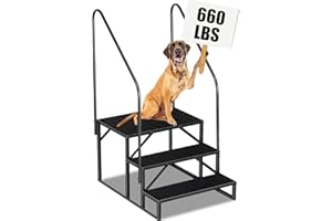 ANYU FURNITURE Escalera 3 Peldaños con 2 Pasamanos, Escalera de Acero Antideslizante para Caravanas y Piscinas, Escalera Portátil para Autocaravanas con Cinco Ruedas, Escalera Doméstica de Exterior