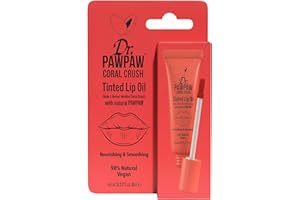 DR. PAWPAW ORIGINAL BALM Dr.PAWPAW Coral Crush Tinted Lip Oil (8ml), Natural Vegan Lip Tint, Glossy Hydrating with PAWPAW, Aloe Vera & Castor Oil, Buildable Colour for Nourished, Soft Lips