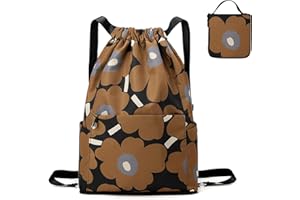 RisePlus Sac à Dos Cordon Grand Imperméable ， Sac de Sport Femme/Homme Multifonction pour Piscine, Gym, Shopping, Voyage ， Sac à Dos Léger Pliable avec Poches Multiples ， 43x32x16cm