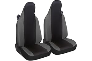 Susy Shop Coprisedili Auto Compatibili Per Smart fortwo, 450 451 e 453, Set 2 Fodere Anteriori, Realizzate In Tessuto Policotone (Nero/Grigio Scuro)