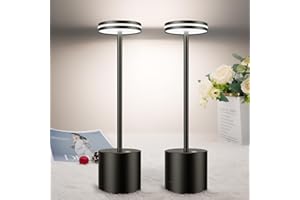 bravzurg Lampe de chevet tactile sans fil usb, 5000mAh 2pcs lampe de table LED rechargeable, lumiere bureau puissante piles, 3 températures de couleur, pour restaurant, cuisine, exterieur, chevet