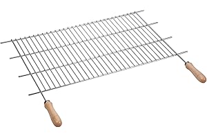 Sauvic 02475 - Parrilla Barbacoa zincada Recortable, con Mangos de Madera, 80 x 40 cm