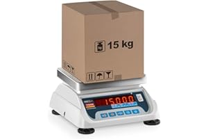 TEM Balance Poids-Prix Commerce Marché TEKO+LED15T-PLS-B1 (Calibrée, 6 kg/15 kg, 2g/5 g, Écran LED, Batterie jusqu’à 40h, Différentes fonctions)