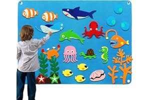 TOMATOYS Animales Marinos De Juguetes Fieltro Para Niños. Pizarra O Teablero De Fieltro Montessori Con Juegos De Animales Marinos. Juguetes Educativos Para Niños 3 4 5 6 7 8 Años Regalos Cumpleaños Navidad