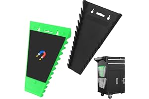 Faankiton 2 Pieces Magnetic Wrench Organizer, Wrench Rack Tool Trays, Spanner Organizer Tray with 12 Slots, Removable Spanner Holder Storage Rack SAE(1/4" - 1/16") and Metric (6mm-24mm)