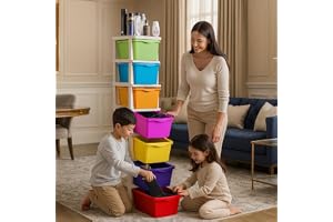 PARASNATH 7 Layer Boxo (MultiColour) Multi-Purpose Modular Drawer Storage System for Home with Wheels and Anti-Slip Shoes (H 135 cm x W 38 cm x L 30 cm) - 6 Year Manufacturer Warranty - Made in India