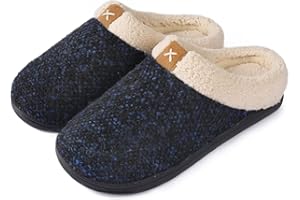 ULTRAIDEAS Męskie przytulne kapcie z pianki z pamięcią kształtu z puszystą pluszową podszewką przypominającą wełnę, wsuwane chodaki, buty domowe z antypoślizgową gumową podeszwą