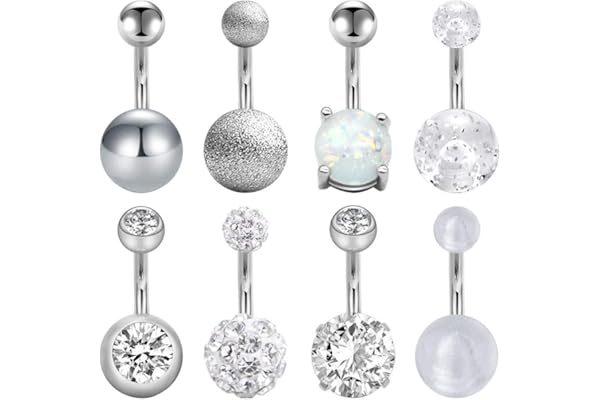Mayhoop Piercing Nombril 14G Acier Chirurgical Anneaux de Nombril Boule Perle Bijoux de Piercing Corps