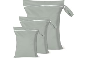 Iridsmole 3 PCS Wet Bags, Travel Laundry Bags, Waterproof Dirty Clothes Bag for Swimming, Cloth Nappy Wet Bag with Zipper, Lightweight Wet Dry Bag, Dirty Laundry Bag for Beach Traveling, Grey