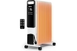 Pro Breeze® OmniWarm 2500W Oil Filled Radiator with 11 Fins, Digital Screen, Touch Panel, Eco Mode, 3 Heat Modes, Adjustable Thermostat, Safety Cut-Off & 24Hr Timer, Portable Electric Heater - White