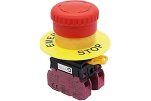Taiss 2NC Interruttore fungo emergenza,interruttore a pulsante di arresto di emergenza 22mm 10A 600V YW1B-V4E02R