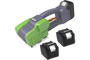 GOYOJO Flejadora Automatica, Flejadora Electrica con Batería de 5000 mAh para Cintas de PP/PET de 9-16 mm, 500-3800N, Ideal para Embalaje/Envío/Almacenamiento (Dos Baterías)