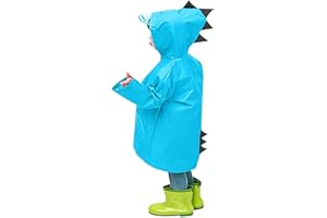 XINYUNZU Regenponcho Kinder Dino Regenjacke Lang Unisex Regencape Wasserdicht Winddicht Regenmäntel mit Aufbewahrungstasche Kapuzenjacke Outdoor Regenjacken für Jungen und Mädchen 1-8 Jahre Alt