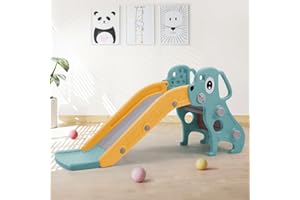 FUKEA Kids Slide,Indoor Toddler Slides Child's Freestanding Slide with Climbing Frame for Toddlers Age 1-6, Outdoor Garden Baby Slide(Green Dog)