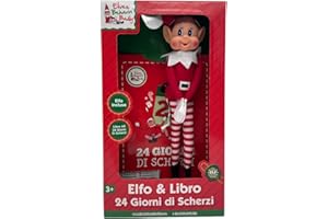 Maricart | Kit Libro 24 Giorni di scherzi di Natale in Italiano per Bambini e Elfo di Natale Pupazzo Elfo Natalizio con Corpo Morbido di Peluche e Faccia in Vinile – Elves Behavin’ Badly