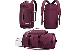 MIYCOO Borsa da palestra sportiva Borsone da viaggio per uomini e donne con scomparto per scarpe tasca bagnata viola, Viola, Sport