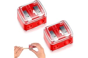 QEDBOJE 2 Stück Universal Makeup Sharpener, Kosmetikspitzer, Präzisionsklingen, Handlich für Unterwegs, Anspitzer für Kajalstifte, Augenbrauenstift, Lippenkonturenstift, Eyeliner (Rot)