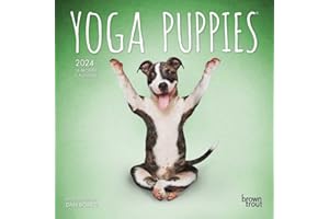 Yoga Puppies OFFICIAL | 2024 7 x 14 Inch Monthly Mini Wall Calendar | BrownTrout | Animals Humor Puppy Dogs Canine