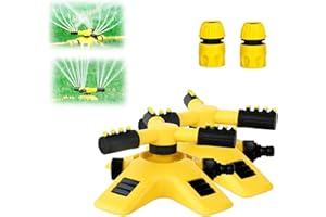 FYKTIK Garden Sprinkler for Lawns, Automatic Water Sprinkler, Sprinkler 360° Rotation Attachment for Garden Hose, 3 Arms Adjustable Water Sprinklers System for Lawn Watering Plants Lawn Irrigation (2PCS)