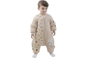 Mosebears Saco de dormir para bebé - 2.5 TOG Saco de Dormir de Algodón Unisex para Bebés,con mangas extraíbles, 18 – 36 meses (Altura 85 – 95 cm)