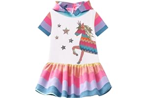 VIKITA Niñas Vestidos Algodón Animal Bordado Manga Larga Vestido para Niños