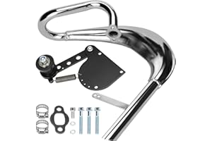 YOXUFA Upgrade Chrome Exhaust Pipe Muffler Expansion Chamber Gasket Chain Tensioner Adjuster Kit for 49cc 50cc 66cc 80cc 100cc 2-Stroke YD100 PK80 Motorized Bike Bicycle Gas Motor Engine Parts Silver