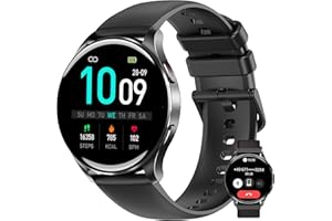 IOWODO Smartwatch Uomo Donna, 1.43" AMOLED Orologio Fitness Tracker con Effettua/Risposta Chiamate Bluetooth, Contapassi/Cardiofrequenzimetro/Sonno, Impermeabile IP68 per Android iOS Quadrante Rotondo