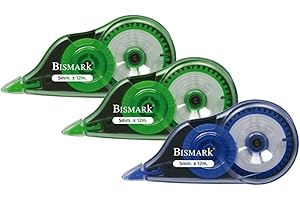 KROWN Bismark - Tipex Cinta Correctora Blanca, 5 mm x 12 metros, Set Cintas Correctoras Ideal para Material Escolar y Papeleria Oficina, Útil para Borrar y Escribir de Inmediato (Pack de 3)