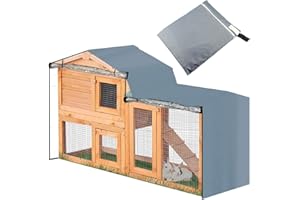 BOSKING Dreieckiger Kaninchenstall 210D Oxford wasserdichter Kaninchenstall für Kaninchen, Meerschweinchen, Tierstall, erhöhte Abdeckung, Staub, Haustierhaus, Hasenkäfig, 147 x 52 x 86 cm, Grau