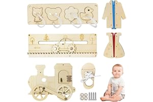 FENYW Montessori Busy Board Accessori 6pcs Busy Board Montessori Legno, Pannello Sensoriale in Legno per Bambini per L'educazione della Prima Infanzia e L'interazione Genitore-Figlio