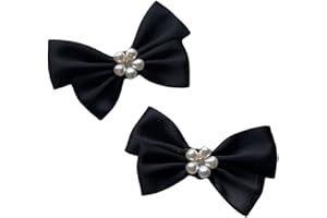 Haveratio Elegante Schuhclips mit Schleife für Flache Schuhe, dekorative Schuhaccessoires, Clips, Damen, Hochzeit, Party, Schuhdekoration, Clips, Schwarz