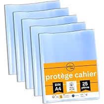 25 Protège-Cahiers A4 21x29.7cm - Raphia Coloré, PP Recyclable - Parfait Pour École/Bureau