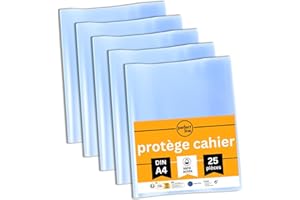 perfect line • 25 protège cahier 21x29.7 DIN-A4, grainés, PP recyclable, protege cahier transparent FABRIQUÉ EN ALLEMAGNE (21 x 29.7)