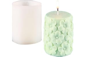 katmerio Stampo per candele in silicone 3D fai da te, forma cilindrica a forma di fiore di pesco, in cera di soia di qualità alimentare, cera d’api, per aromaterapia, per candele fai da te