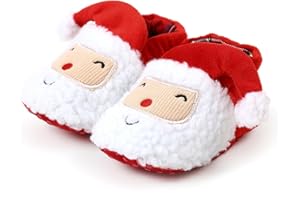 LSFYSZD Infant Halloween Christmas Booties Pumpkin furry Fleece Slippers Soft Newborn Winter Warm Fleece Slippers Snow Boots