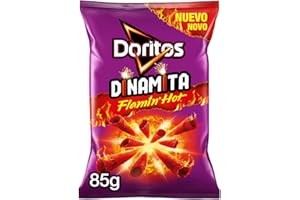 Doritos Dinamita Flamin Hot, Snack de Maíz Picante Sabor a Chile Picante y Lima, Bolsa Individual de Aperitivo, 85 gr