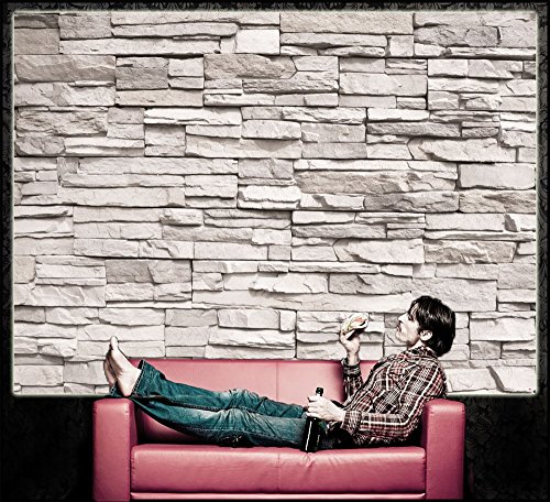 GREAT ART Weiße Steinwand Wanddekoration – Wandbild Steinmauer Motiv XXL Poster (140 x 100 cm) - 8