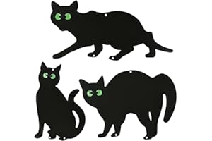 Albert Austin Cat Scarer - Set of 3 Black Metal Cat Deterrents Silhouette for Gardens with Marble Eyes, Pest Repeller, Wild Animal Control, Pigeon Deterrent, Fox Deterrent, Rat Deterrent