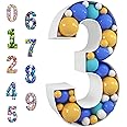 GHAKKE Mosaic balloon frame lit subtitle pre cut kit No 3. Super large foam board birthday background birthday boys and girls party anniversary decoration (Number 3)