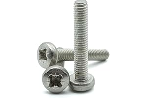 Hippo Hardware M5 (5mm X 16mm) Pozi Pan Head Machine Screws Posi Pozidrive Screw A2 Stainless (Pack of 10)