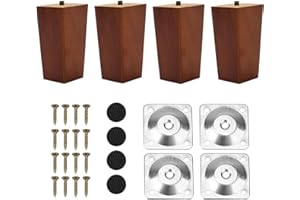INMOZATA Patas de Muebles de Madera Roble, 4 Patas para Muebles Madera, Pies para Madera, Patas de Recambio para Sofá, Banco, Mesa de Té, Silla, Escritorio, Armario, Otomana, con Rosca M8 - Marrón, 10cm