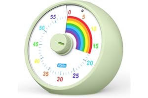 KIECKY SQUIRREL Zegar wizualny dla dzieci, 60-minutowy timer do countdownu dla klasy, biura i kuchni, narzędzie do zarządzania czasem z cisznym działaniem, timer Pomodoro z motywem tęczyowym (Trawa zielona)