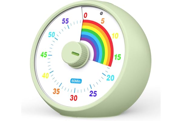 Visual Timer pour Les Enfants, Cuisine Salle de Classe Compte à rebours de 60 Minutes, Outil de Gestion du Temps de Bureau pour Les Enfants, opération silencieuse, pomodoro Timer (Herbe Verte)