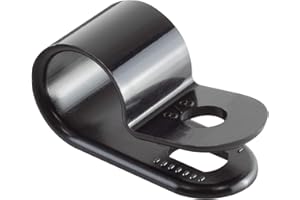 GTSE 100 Pack of Black Nylon P-Clips, 9.5mm (3/8") Diameter, Plastic Cable Clips