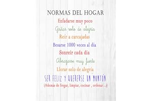 DCine Cuadro Decorativo/Frases positivas/sobre Madera/Regalo/Normas del hogar 19 cm x 25 cm x 4 mm/Madera (Normas del HOGAR 2)
