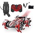 Fitto Race Remote Control Car with Cool Transforming Tyres, LED Lights and Smoke Spray, High Speed Race Drift RC Car, Red