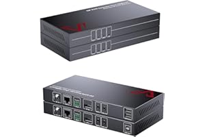 V AV ACCESS AV Access Extensor KVM DisplayPort (HDBaseT) hasta 100m/328 pies, Extensor KVM DP 4K a 30 Hz, RS232 Bidireccional y PoE Unidireccional, Gestión EDID, 2 Puertos USB 2.0, DP/Teclado/Ratón sobre Cat5e/6a