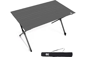 ‎EVER ADVANCED EVER ADVANCED Campingtisch Klappbar Aluminium 120X70CM Klapptisch 100KG Belastbar Aufrollbarer Tischplatte für 4-6 Personen, Falttisch mit Tragetasche für Camping Picknick Garten Balkon, Dunkelgrau